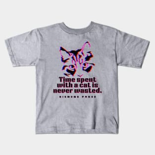 Cat art and Sigmund Freud: time spent with a cat is never wasted. Kids T-Shirt